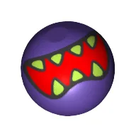 Technic Ball Joint with Open Red Mouth with Sharp Lime Teeth Print
