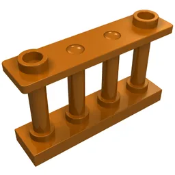 Fence Spindled 1 x 4 x 2 [2 Top Studs] / Dark Orange