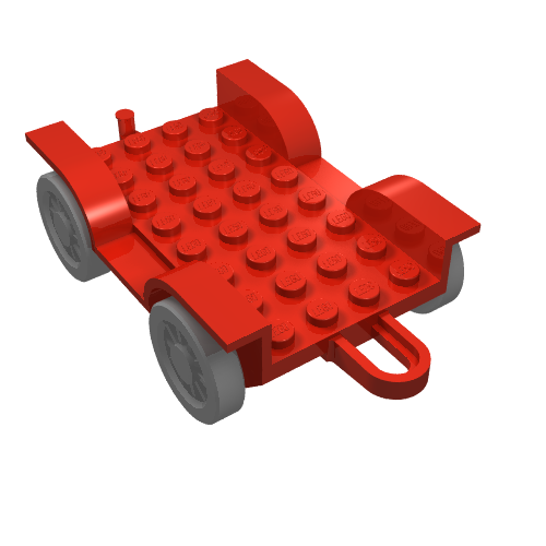 Lego Fabuland, Vehicle Base, Car Chassis 8 x 6 with Hitch [Complete Assembly] / Red