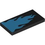 Tile 2 x 4 with Medium Azure Flames Print / Black