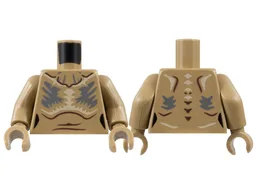 Torso Alien Dark Brown Contour Lines, Tan and Dark Bluish Gray Markings and Chest Hair Pattern / Dark Tan Arms / Dark Tan Hands