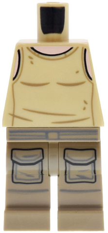 Lego Body SMART Minifigure, Torso with Dark Tan Hips and Legs with SW Luke Skywalker Tank Top and Pockets Pattern