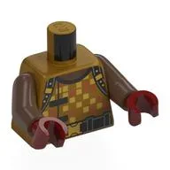 Torso, Shirt, Gold Squares, Black Straps, Belt, 'DANCE' on Back Print, Umber Brown Arms, Dark Red Hands / Pearl Gold