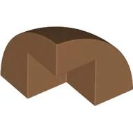 Brick Round Corner, Curved 2 x 2 x 1 2/3 Quarter Dome with 1 Cutout / Medium Nougat
