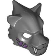 Lego Mask Tiger with White Fangs, Fur and Purple Sinew Patches Print / Dark Bluish Gray