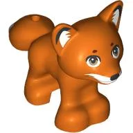 Animal, Fox with Black Nose, Ears, White Face, Ears, Nougat Eyes Print / Reddish Orange