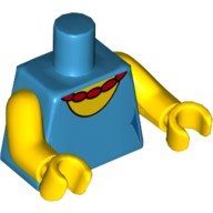 Lego Torso Tank Top, Yellow Neck and Red Beaded Necklace Print, Yellow Arms and Hands / Dark Azure