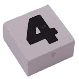 Modulex Tile 2 x 2 with Black '4' Print, without Internal Supports