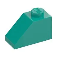 Brick Sloped 45° 2 x 1 with Bottom Pin / Dark Turquoise