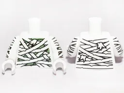 Torso Mummy Wrappings over Sand Green Pattern / White Arms Printed / White Hands