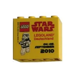 Brick 2 x 4 x 3 with 'LEGOLAND Deutschland STAR WARS 04. - 05. SEPTEMBER 2010' Print / Yellow