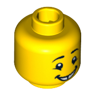 Lego Minifig Head Holiday Elf, Eyebrows, Cheek Lines, Gap Toothed Smile Print [Hollow Stud] / Yellow