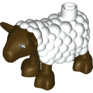 Lego Duplo Animal Sheep, Lamb with Dark Brown Legs and Head / Dark Brown