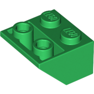 Lego Brick Sloped Inverted 45° 2 x 2 [Ovoid Bottom Pin, Bar-sized Stud Holes] / Green