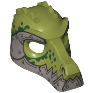 Mask Crocodile with Metallic Silver Lower Jaw and Armor with Rivets and Dark Green Spots Print / Olive Green