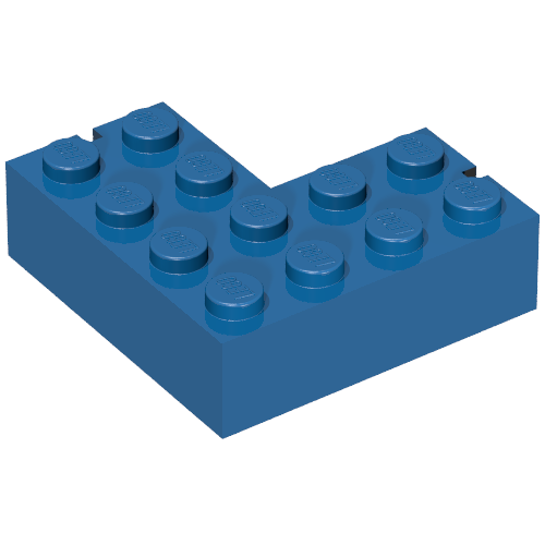 Lego Brick 4 x 4 Corner Right with 2 Slots / Blue