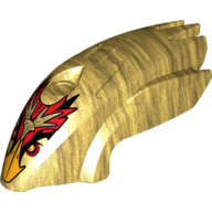 Lego Fairing, Fly Wheel, Bird Shape with Gold Beak Fluminox Print / Pearl Gold