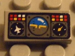 Tile 1 x 2 with Avionics Blue and Dark Gray Pattern (Sticker) - Set 8232