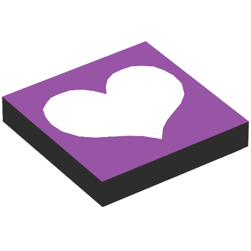 Lego Tile 2 x 2 with Scala with Light Violet Heart on Purple Background Print