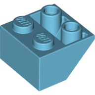 Lego Brick Sloped Inverted 45° 2 x 2 [Ovoid Bottom Pin, Bar-sized Stud Holes] / Medium Azure