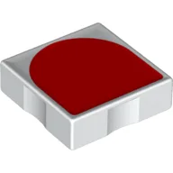 Duplo Tile 2 x 2 with Shape Red Inverse Arch Print / White