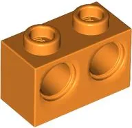 Technic Brick 1 x 2 [2 Pin Holes] / Orange