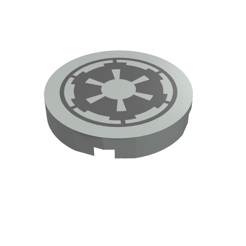 Lego Tile Round 2 x 2 with Imperial Logo Print / Light Gray