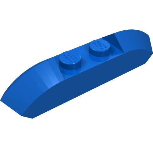 Lego Brick Curved 1 x 4 with Sloped Ends and Two Top Studs / Blue