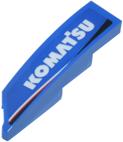 Lego Wedge 4 x 1 Right with White 'KOMATSU' and Black and Red Stripe Pattern (Sticker) - Set 77249