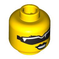 Lego Minifig Head Dyna-Mite, Female, Black Lips, Black Sunglasses Print [Blocked Open Stud] / Yellow