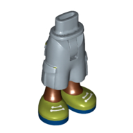Lego Minidoll Hips and Cargo Pants with Reddish Brown Legs and Olive Green Shoes, Dark Blue Soles, White Laces print [Thin Hinge] / Sand Blue