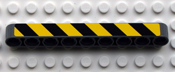 Lego Technic, Liftarm Thick 1 x 9 with Black and Yellow Danger Stripes Pattern Model Right (Sticker) - Set 8285