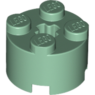 Lego Brick Round 2 x 2 with Axle Hole / Sand Green
