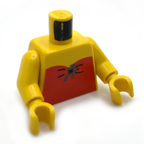 Lego Torso Crop Top, Red Strapless Print, Yellow Arms and Hands / Yellow