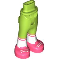 Lego Minidoll Hips and Trousers with Back Pockets with White Socks, Coral Shoes print / Lime