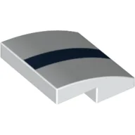 Brick Curved 2 x 2 x 2/3 with dark Blue Lines/Stripe Print / White