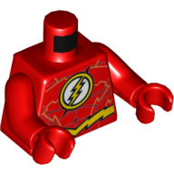 Lego Torso Muscles, Yellow Lightning, Flash Logo, Yellow Belt Print, Red Arms and Hands / Red