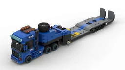 Truck with flatbed trailer