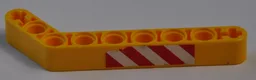 Technic, Liftarm, Modified Bent Thick 1 x 9 (7 - 3) with Red and White Danger Stripes Pattern (Sticker) - Set 8421