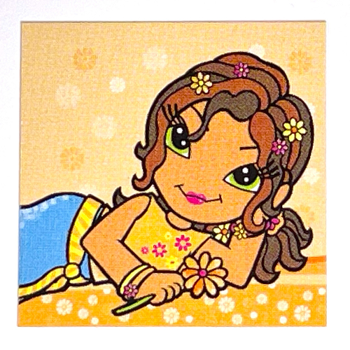 Lego Clikits Insert 4 x 4 with 'Daisy' Holding a Daisy Print