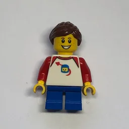 Girl, Classic Spaceman on Shirt, Short Blue Legs, Reddish Brown Ponytail