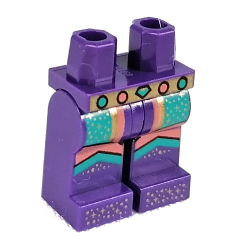 Lego Hips and Dark Purple Legs with Dark Turquoise/Gold/Coral Decorations print / Dark Purple