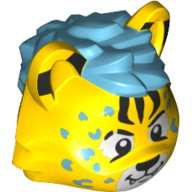 Lego Minifig Head Special, DJ Cheetah with Azure Spots and Mane Print / Yellow