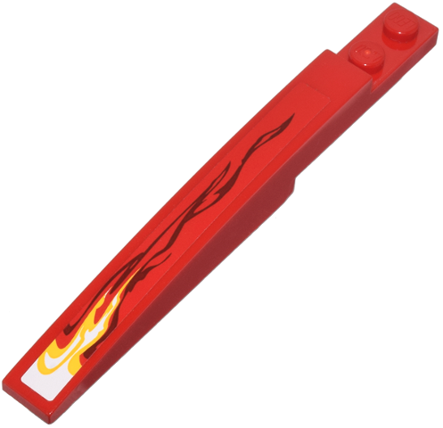 Lego Slope, Curved 10 x 1 with White and Yellow Flame Pattern Model Right (Sticker) - Set 9441