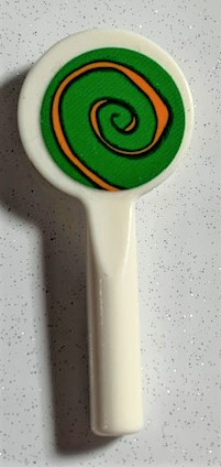 Lego Minifigure, Utensil Signal Paddle with Orange Spiral on Green Background Pattern (Sticker) - Set 75978