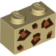 Brick 1 x 2 with Angular Animal Spots Print / Tan