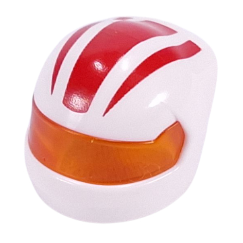 Lego Helmet, Formula 1 with Trans-Orange Visor pattern and Red Stripes print / White