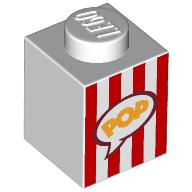 Lego Brick 1 x 1 with Popcorn Bucket print