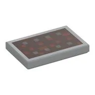 Tile 2 x 3 with 8 Silver Squares and Reddish Brown Squares on Dark Brown Background Print / Light Bluish Gray