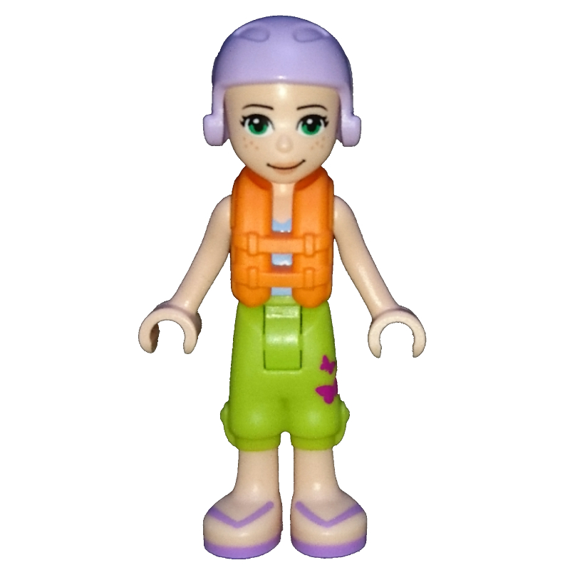 Lego Mia - Medium Azure Top, Lime Trousers, Lavender Cap, Life Vest